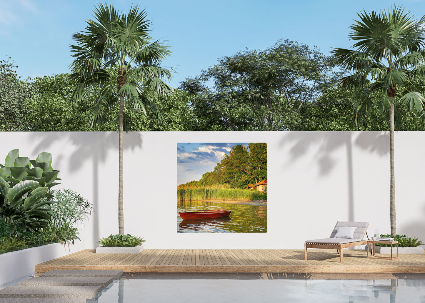 Outdoor Bild Banner Außen Gartenposter Wetterfest 180x180cm Landschaft See