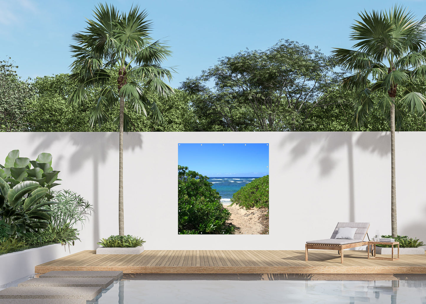 Outdoor Bild Banner Außen Gartenposter Wetterfest 180x180cm Meer Wellen Natur