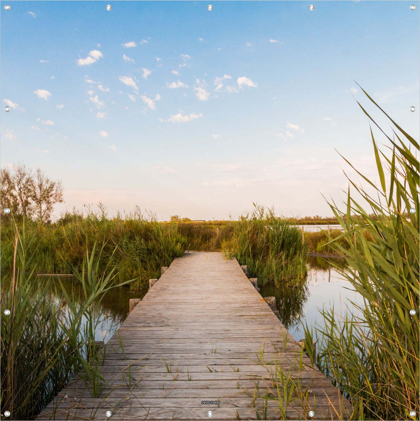 Outdoor Bild Banner Außen Gartenposter Wetterfest 180x180cm Natur See Steg