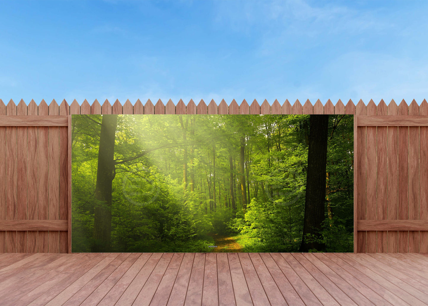 Outdoor Bild Banner Außen Gartenposter wetterfest 370x180 cm Wald Landschaft