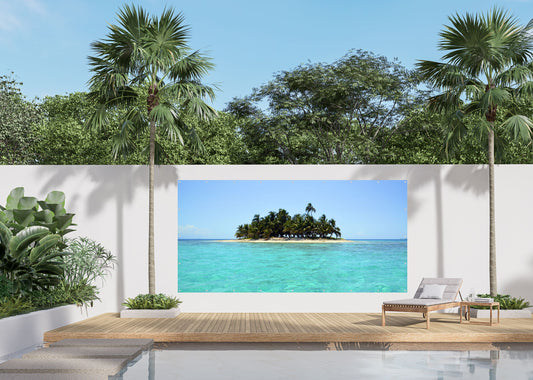 Outdoor Bild Banner Außen Gartenposter wetterfest 370x180 cm Meer Insel Landschaft