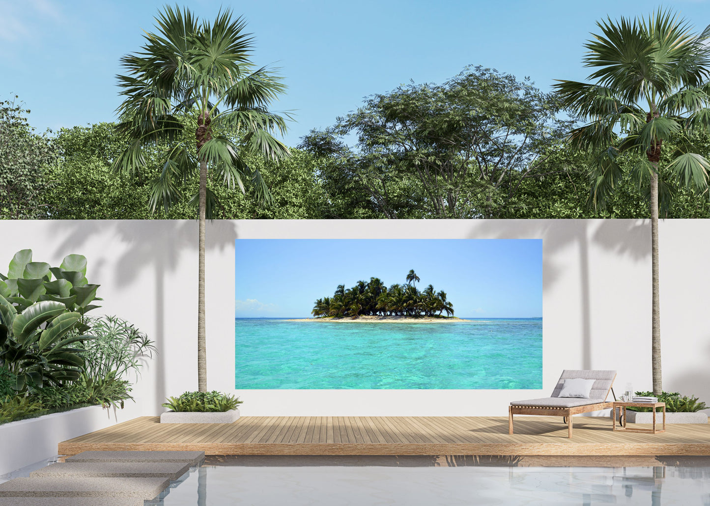 Outdoor Bild Banner Außen Gartenposter wetterfest 370x180 cm Meer Insel Tropisch