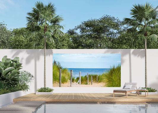 Outdoor Bild Banner Außen Gartenposter wetterfest 370x180 cm Gras Landschaft Meer