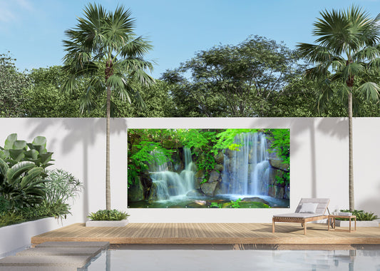 Outdoor Bild Banner Außen Gartenposter wetterfest 370x180 cm Wasserfall Natur