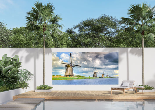 Outdoor Bild Banner Außen Gartenposter wetterfest 370x180 cm Windmühlen Natur