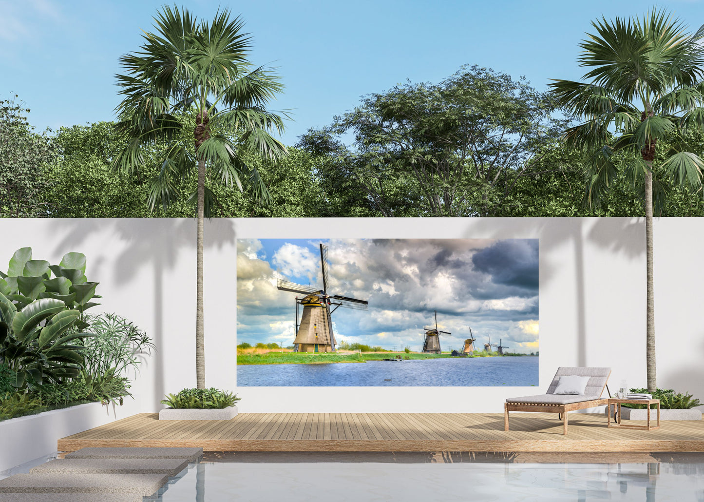 Outdoor Bild Banner Außen Gartenposter wetterfest 370x180 Windmühlen Natur