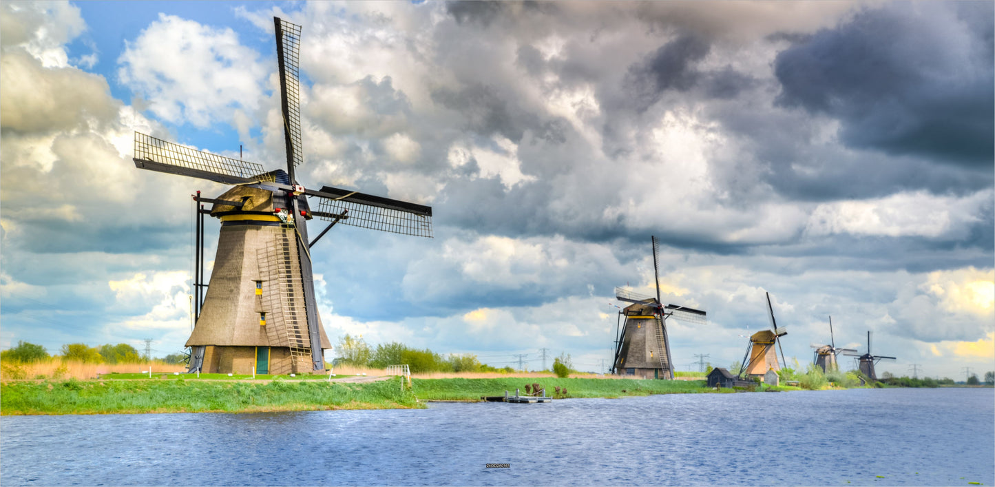Outdoor Bild Banner Außen Gartenposter wetterfest 370x180 Windmühlen Natur