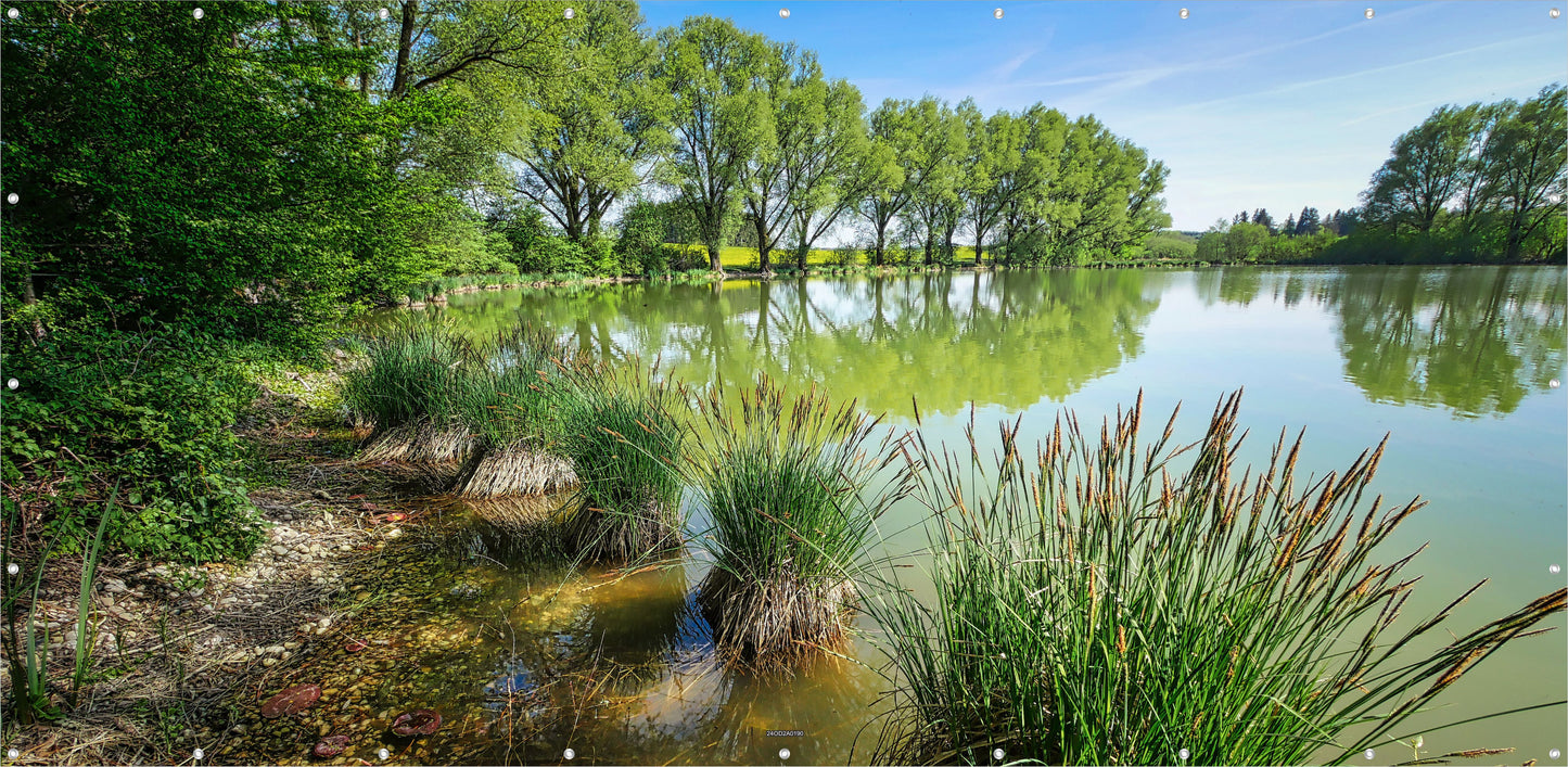 Outdoor Bild Banner Außen Gartenposter wetterfest 370x180 Ufer See Natur