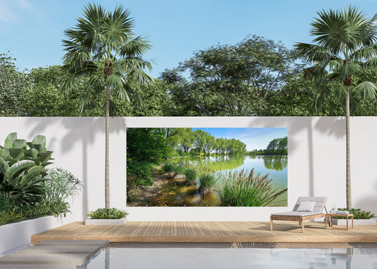 Outdoor Bild Banner Außen Gartenposter wetterfest 370x180 cm Ufer See Natur