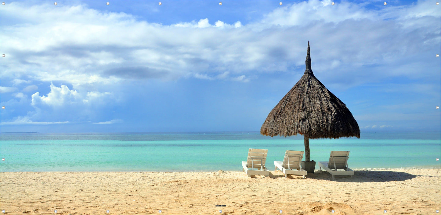 Outdoor Bild Banner Außen Gartenposter wetterfest 370x180 Landschaft Strand Meer