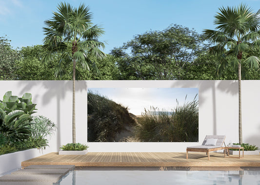 Outdoor Bild Banner Außen Gartenposter wetterfest 370x180 cm Landschaft Meer Gras