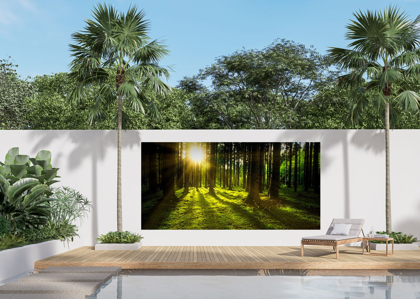 Outdoor Bild Banner Außen Gartenposter wetterfest 370x180 Sonne Wald Natur