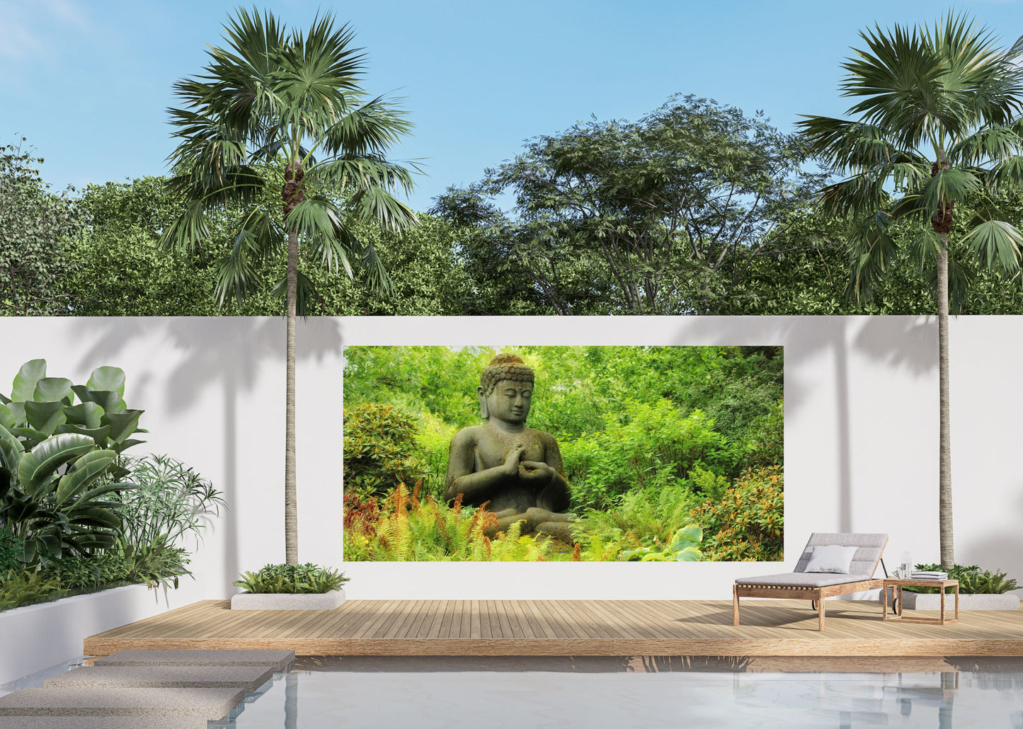 Outdoor Bild Banner Außen Gartenposter wetterfest 370x180 cm Garten Buddha