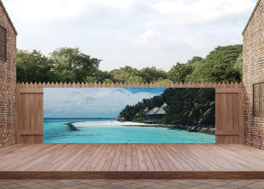 Outdoor Bild Banner Außen Gartenposter wetterfest 560x180 Karibik Meer Insel