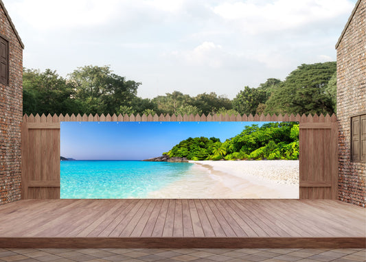 Outdoor Bild Banner Außen Gartenposter wetterfest 560x180 Tropeninsel Beach