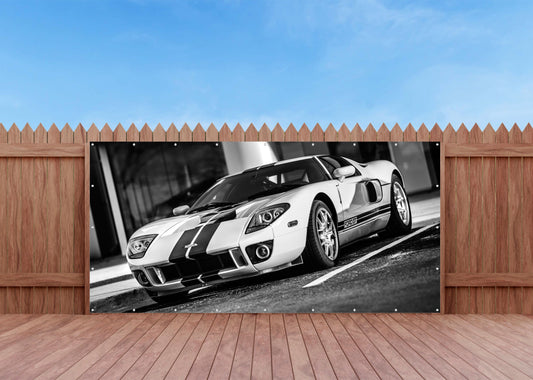 OUTDOOR BILD BANNER GARTENPOSTER WETTERFEST 370x180 AUTO FORD GT SPORTWAGEN