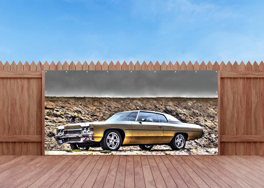 OUTDOOR BILD BANNER GARTENPOSTER WETTERFEST 370x180 AUTO CHEVROLET US CAR