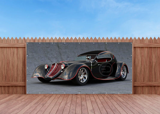 OUTDOOR BILD BANNER GARTENPOSTER WETTERFEST 370x180 AUTO HOT ROD OLDTIMER