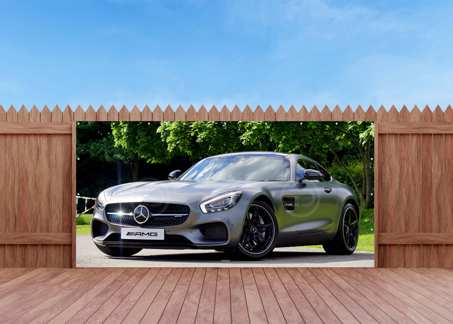 OUTDOOR BILD BANNER GARTENPOSTER WETTERFEST 370x180 AUTO MERCEDES AMG