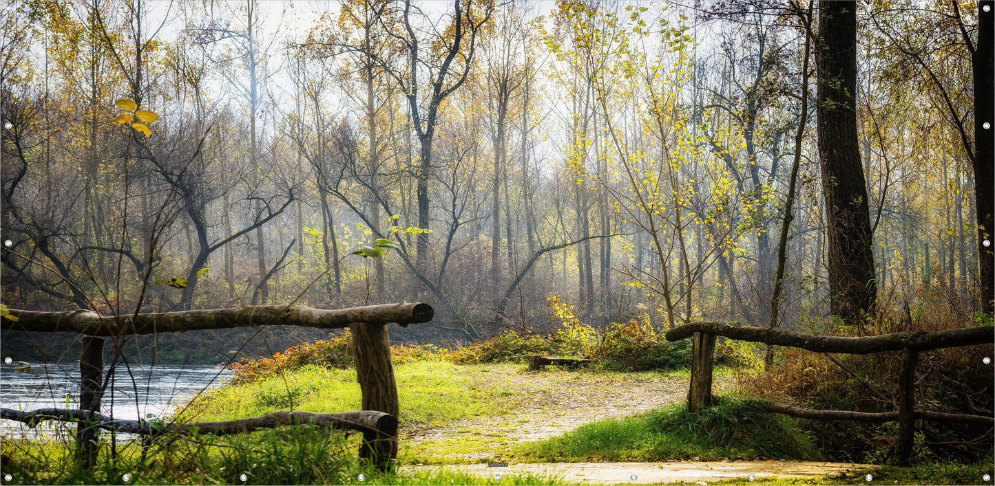 Outdoor Bild Banner Außen Gartenposter Wetterfest 370x180  Herbst Landschaft Natur