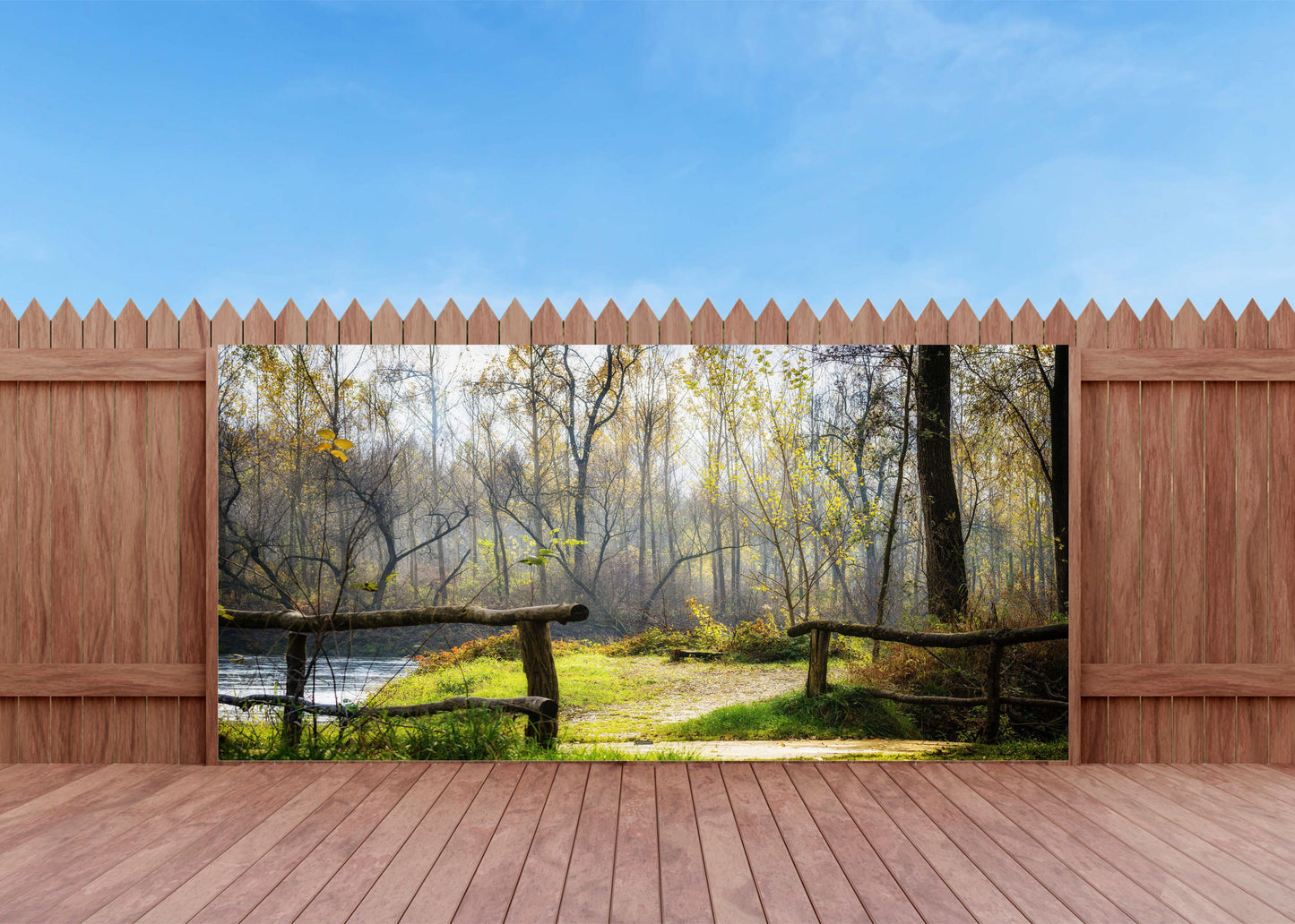Outdoor Bild Banner Außen Gartenposter Wetterfest 370x180  Herbst Landschaft Natur