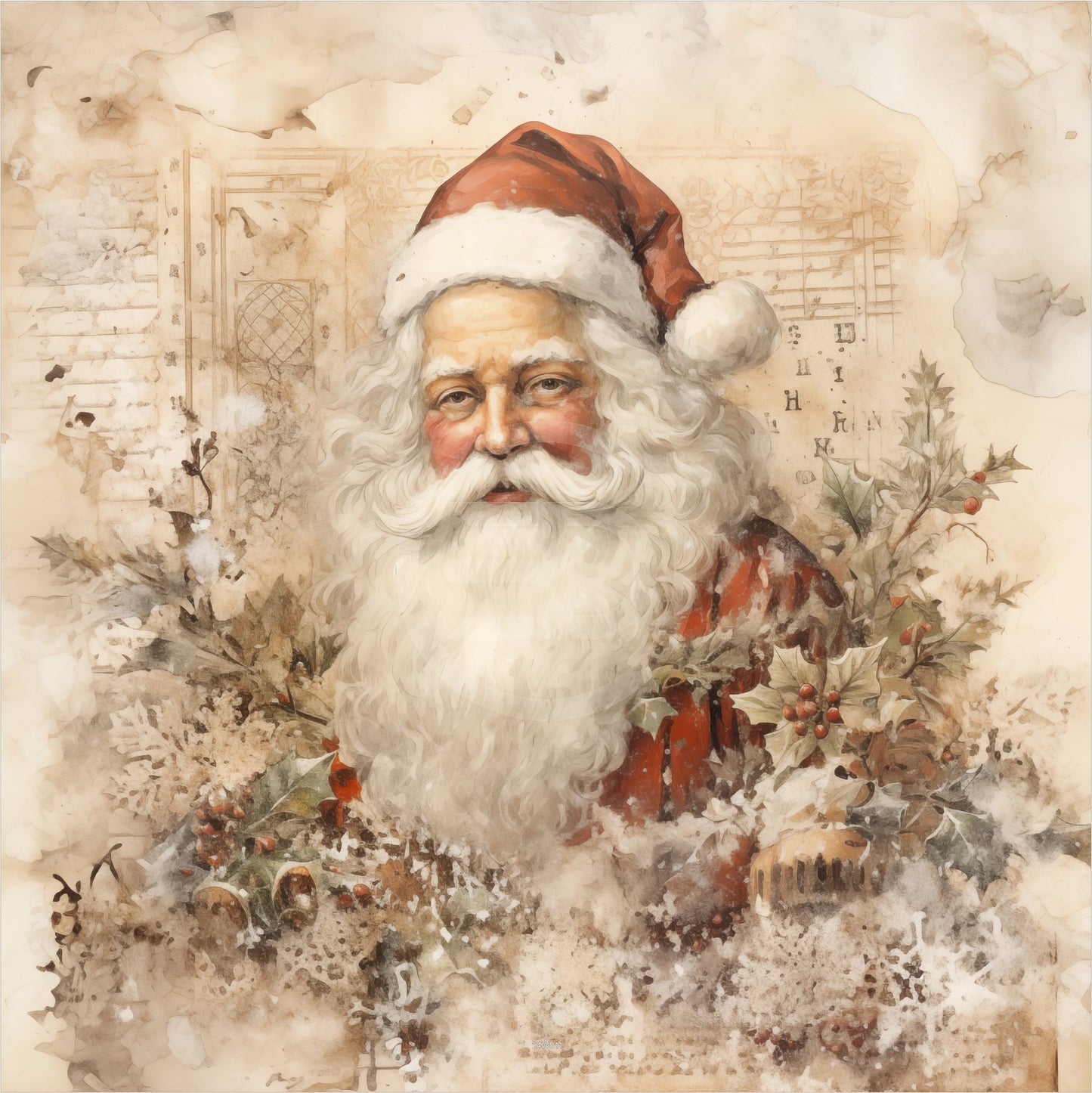 Outdoor Bild Banner Außen Gartenposter wetterfest 180x180 Weihnachtsmann Vintage 1