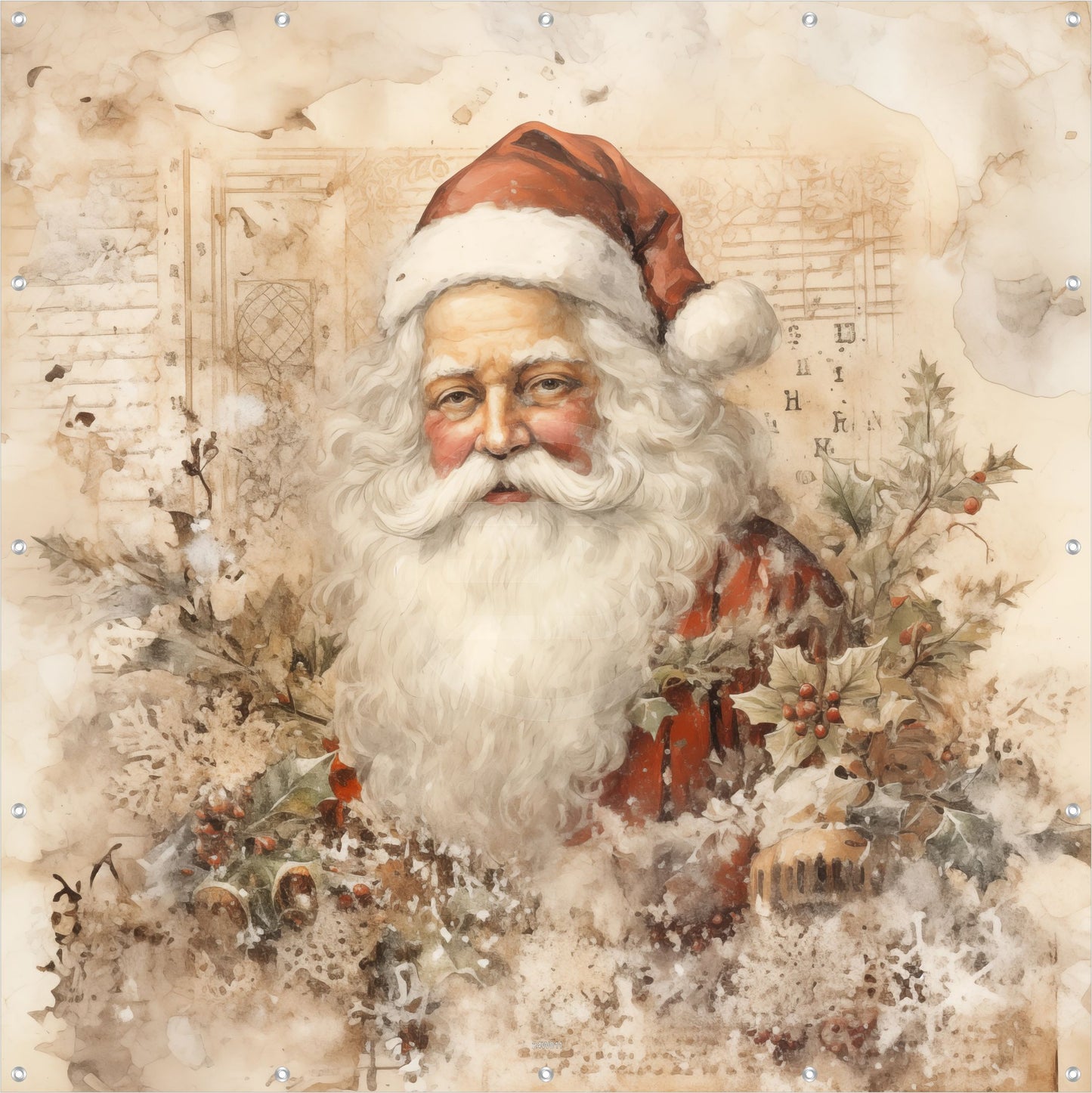 Outdoor Bild Banner Außen Gartenposter wetterfest 180x180 Weihnachtsmann Vintage 1