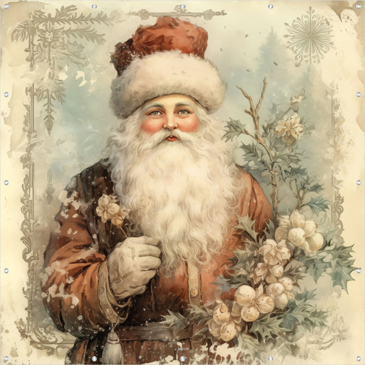 Outdoor Bild Banner Außen Gartenposter wetterfest 180x180 Weihnachtsmann Vintage 2