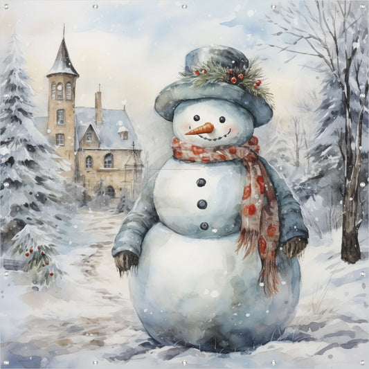 Outdoor Bild Banner Außen Gartenposter wetterfest 180x180 Schneemann Vintage 3