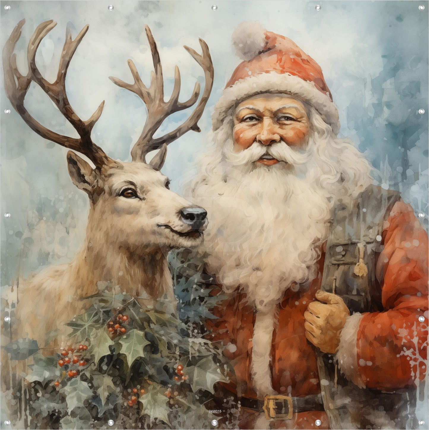 Outdoor Bild Banner Außen Gartenposter wetterfest 180x180 Weihnachtsmann Vintage 5