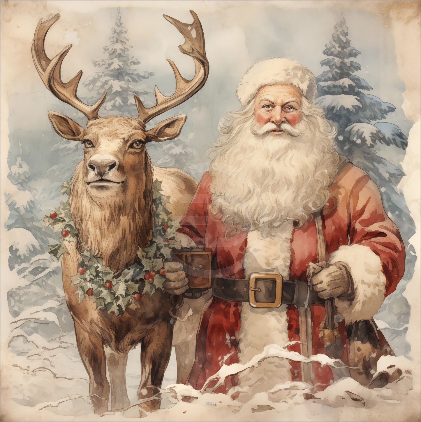 Outdoor Bild Banner Außen Gartenposter wetterfest 180x180 Weihnachtsmann Vintage 6