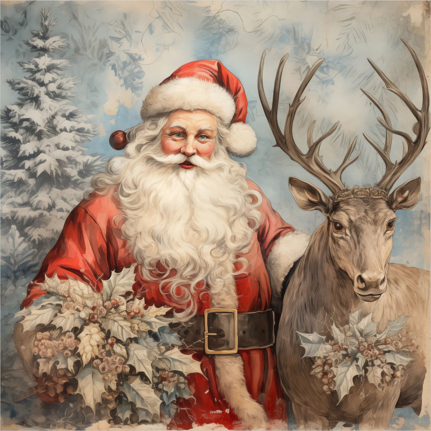 Outdoor Bild Banner Außen Gartenposter wetterfest 180x180 Weihnachtsmann Vintage 7