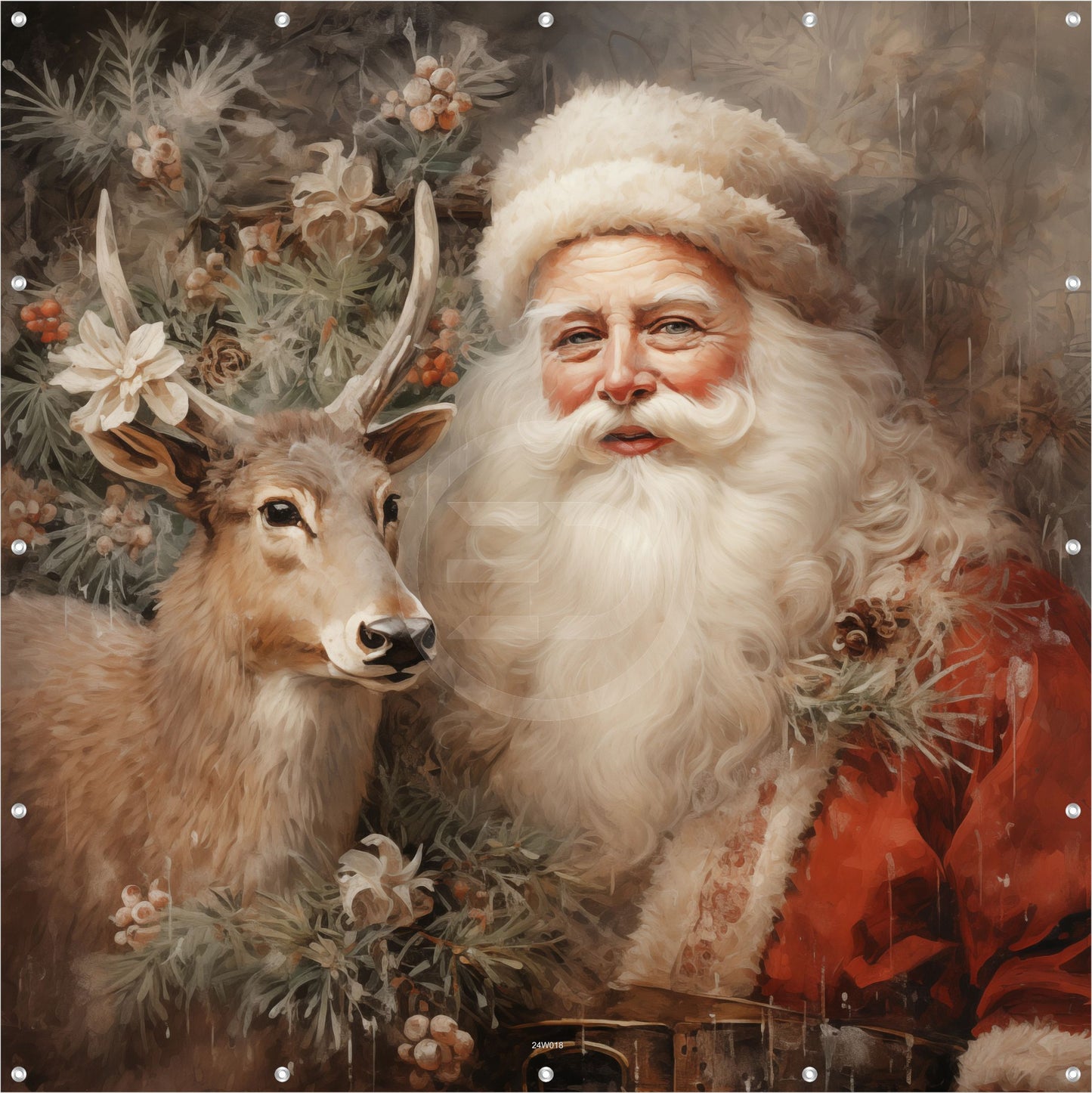 Outdoor Bild Banner Außen Gartenposter wetterfest 180x180 Weihnachtsmann Vintage 8
