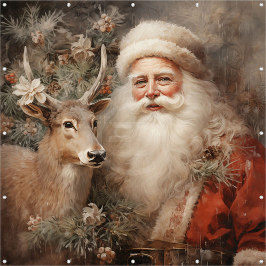 Outdoor Bild Banner Außen Gartenposter wetterfest 180x180 Weihnachtsmann Vintage 8
