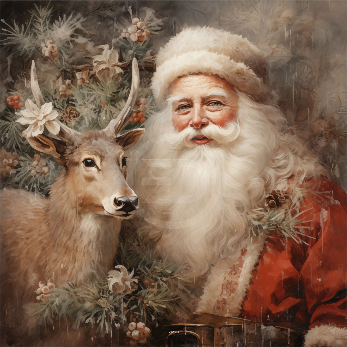 Outdoor Bild Banner Außen Gartenposter wetterfest 180x180 Weihnachtsmann Vintage 8