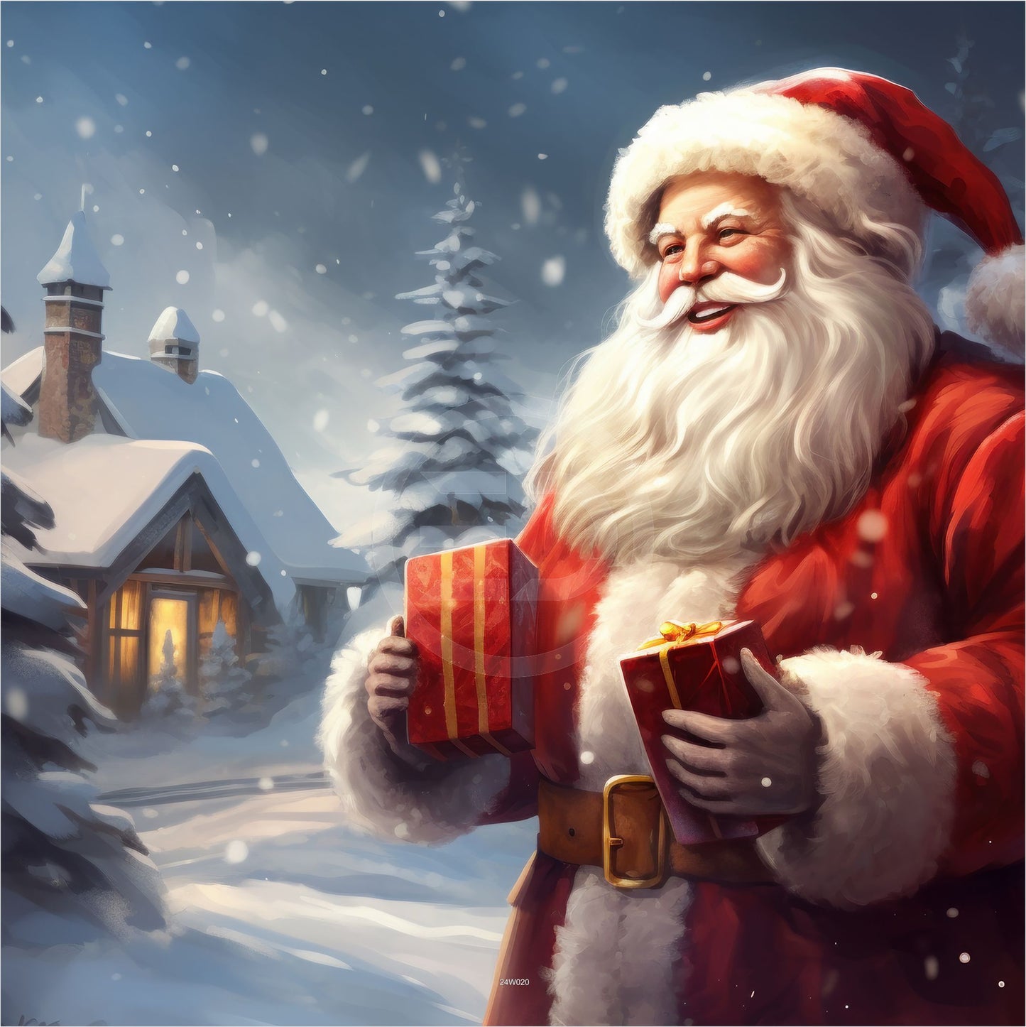 Outdoor Bild Banner Außen Gartenposter wetterfest 180x180 Weihnachtsmann Geschenke