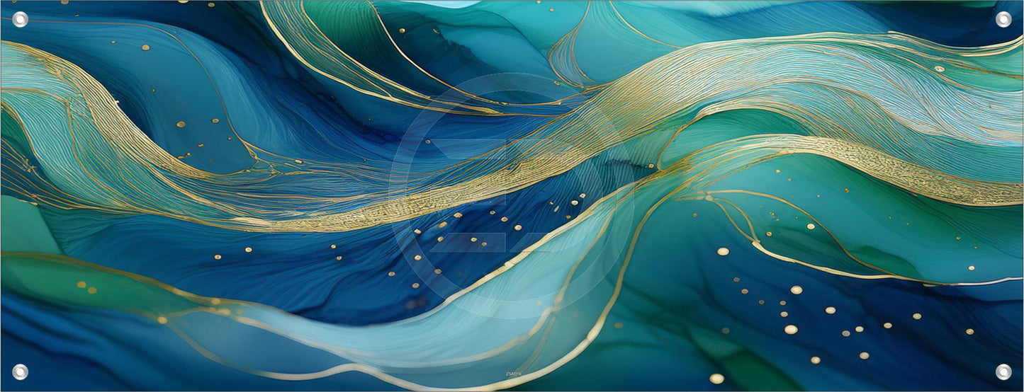 ABSTRAKTE WANDBILDER POSTER DEKO BILDER XXL 160x60 KUNST WELLEN BLAU