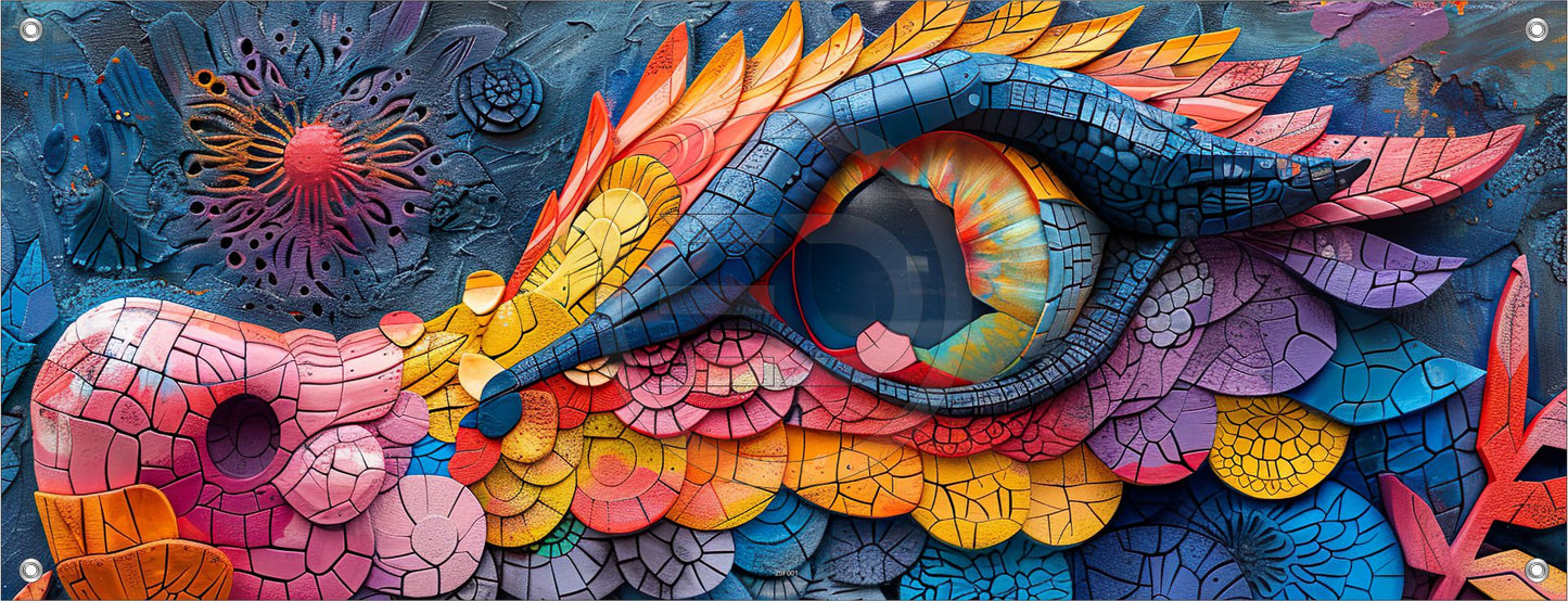 FANTASIE WANDBILDER POSTER DEKO BILDER XXL 160x60 DRACHE ABSTRAKT BUNT