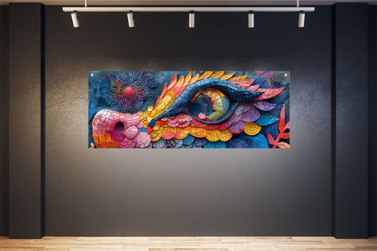 WANDBILD POSTER BILDER XXL 160x60 FANTASIE DRACHE ABSTRAKT BUNT INNEN AUSSEN