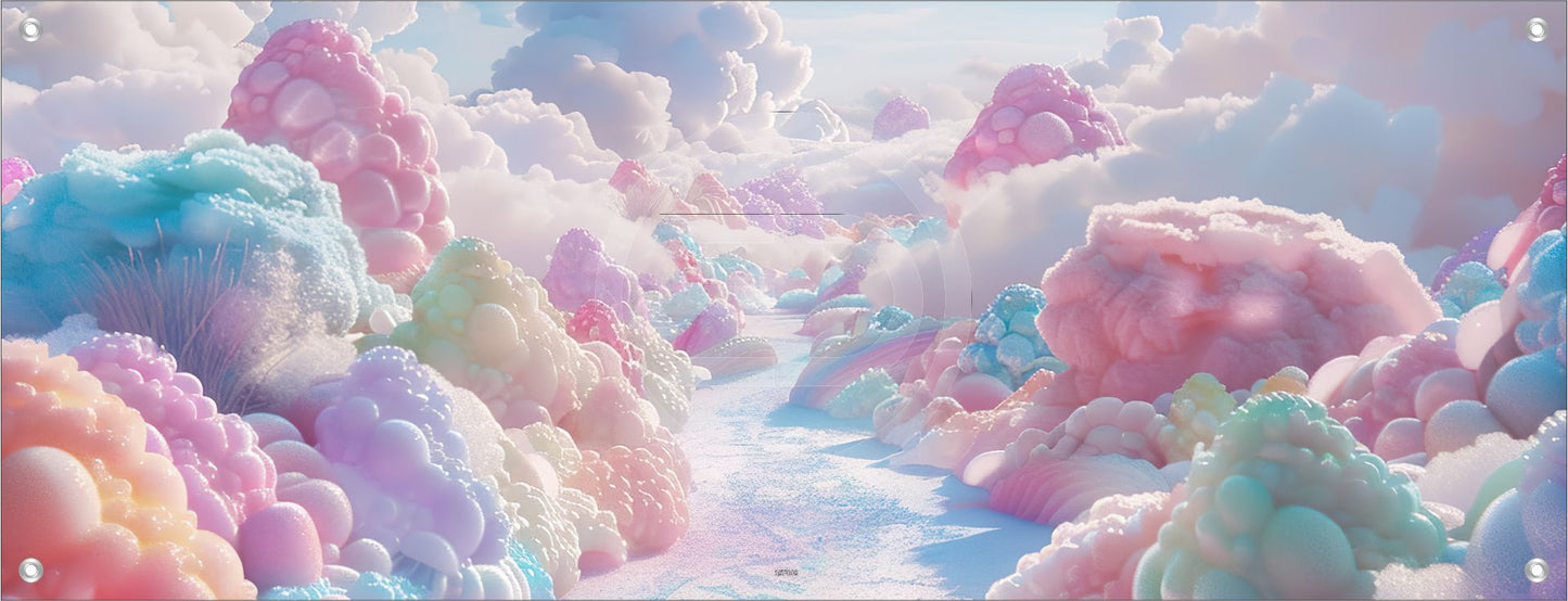 FANTASIE WANDBILDER POSTER DEKO BILDER XXL 160x60 ZUCKERWATTE WOLKEN BUNT