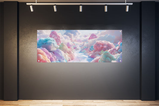 WANDBILD POSTER BILDER XXL 160x60 FANTASIE ZUCKERWATTE WOLKEN BUNT INNEN AUSSEN