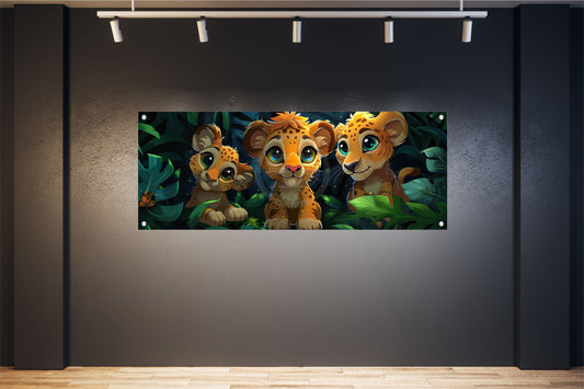 WANDBILD POSTER BILDER XXL 160x60 FANTASIE COMIC LÖWEN DSCHUNGEL INNEN AUSSEN