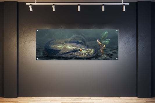 WANDBILD POSTER BILDER XXL 160x60 FANTASIE SCHLANGE ELFE SKULL INNEN AUSSEN