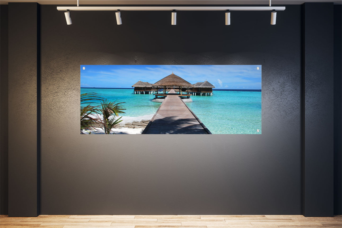 MEER WANDBILD POSTER DEKO BILDER XXL 160x60 TROPISCHER STRAND HÄUSER