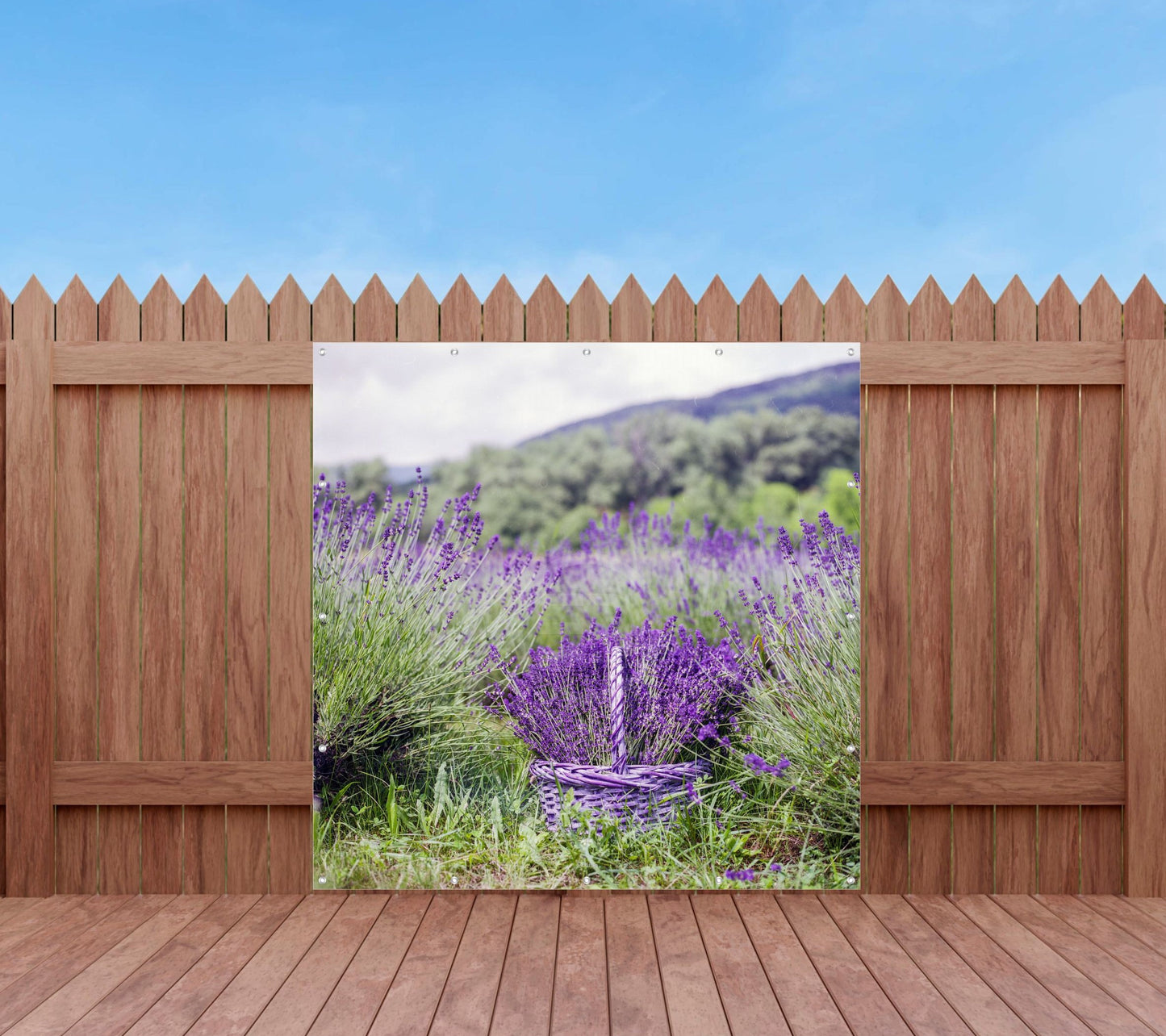 Outdoor Bild Banner Außen Gartenposter Wetterfest 180x180 Lavendel Feld Natur