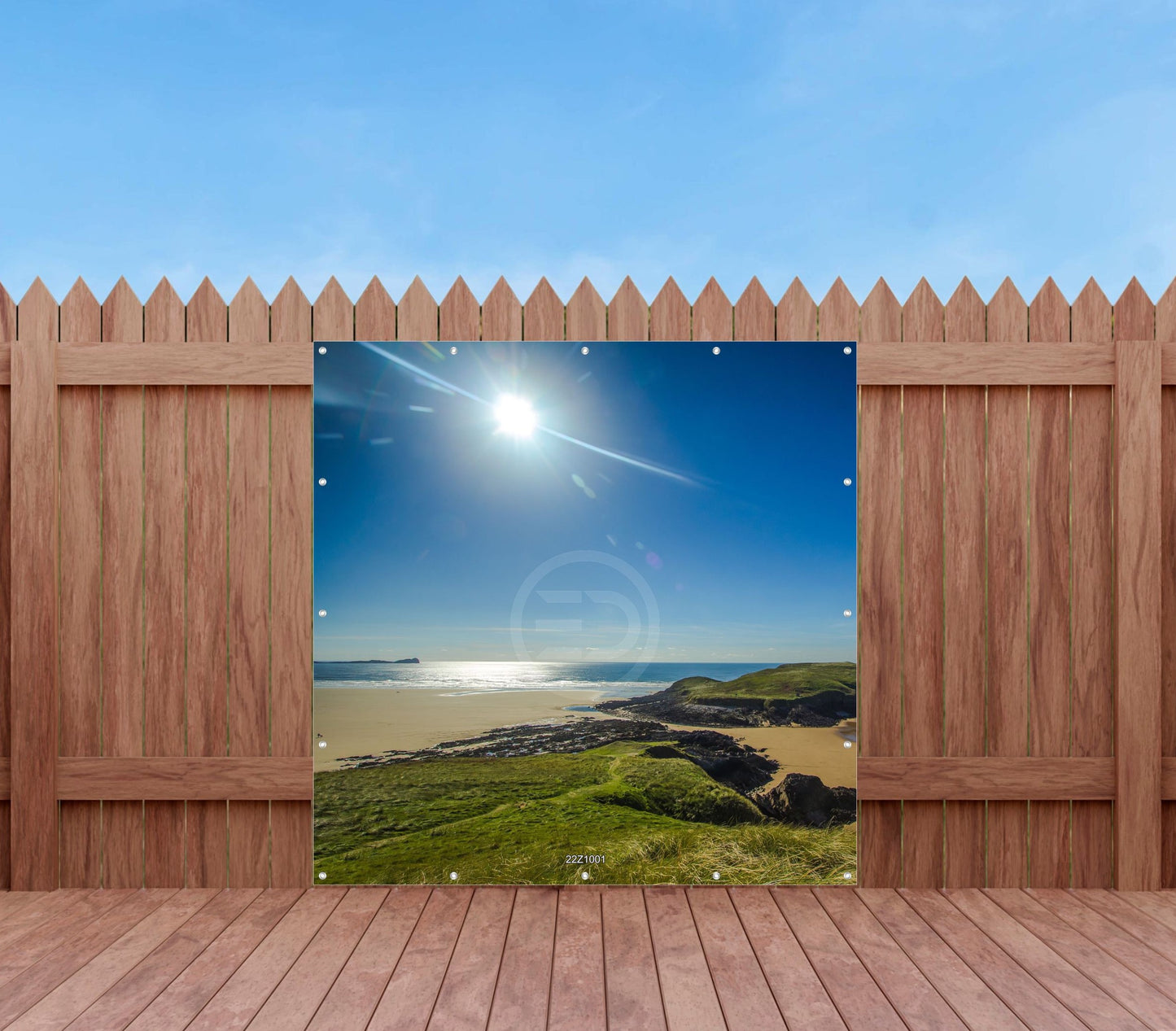 Outdoor Bild Banner Außen Gartenposter Wetterfest 180x180 Meer Landschaft Sonne