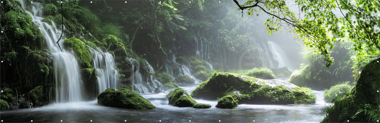 Outdoor Bild Banner Draußen Gartenposter wetterfest 560x180 Wasserfall Wald Natur
