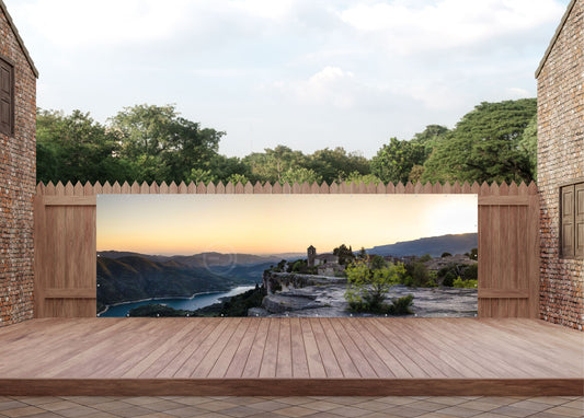 Outdoor Bild Banner Außen Gartenposter wetterfest 560x180 Natur Berge Aussicht