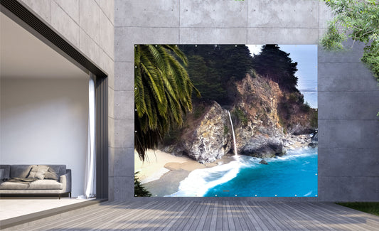 Outdoor Bild Banner Außen Gartenposter wetterfest XXL 300x250 Meer Felsen Bucht
