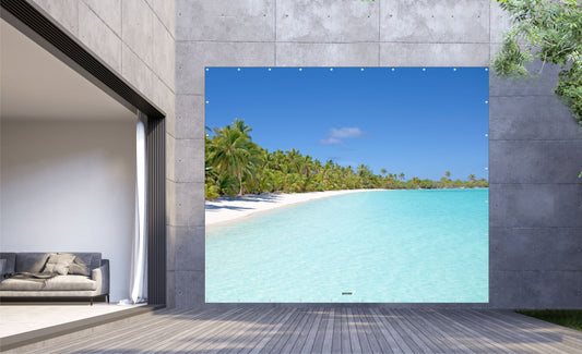 Outdoor Bild Banner Außen Gartenposter wetterfest XXL 300x250 Meer Palmen Strand